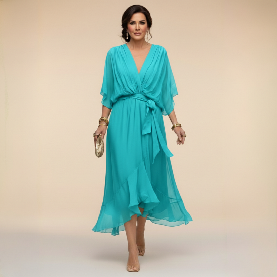 Mirabel™ | Chiffon V-Neck Maxi Dress