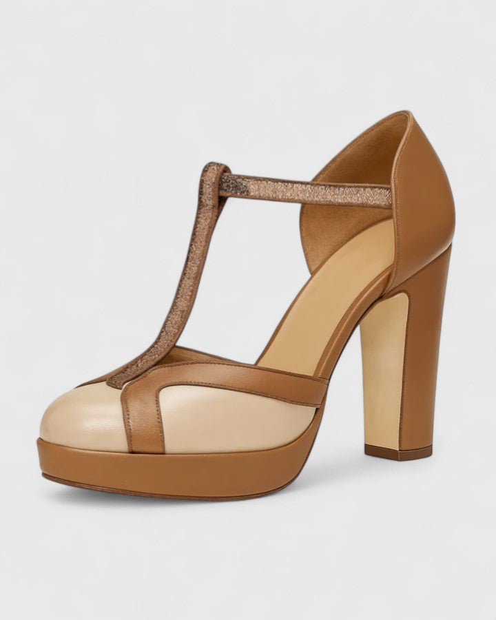 Adeline™ | Vintage T Strap Platform Heels