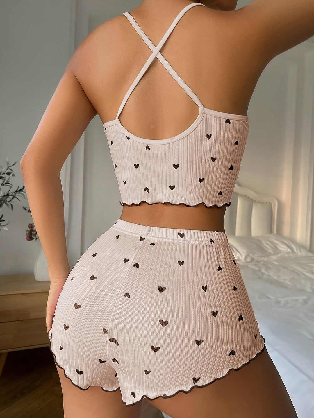 Isabelle™ | Heart Print Ruffle Pajama Set