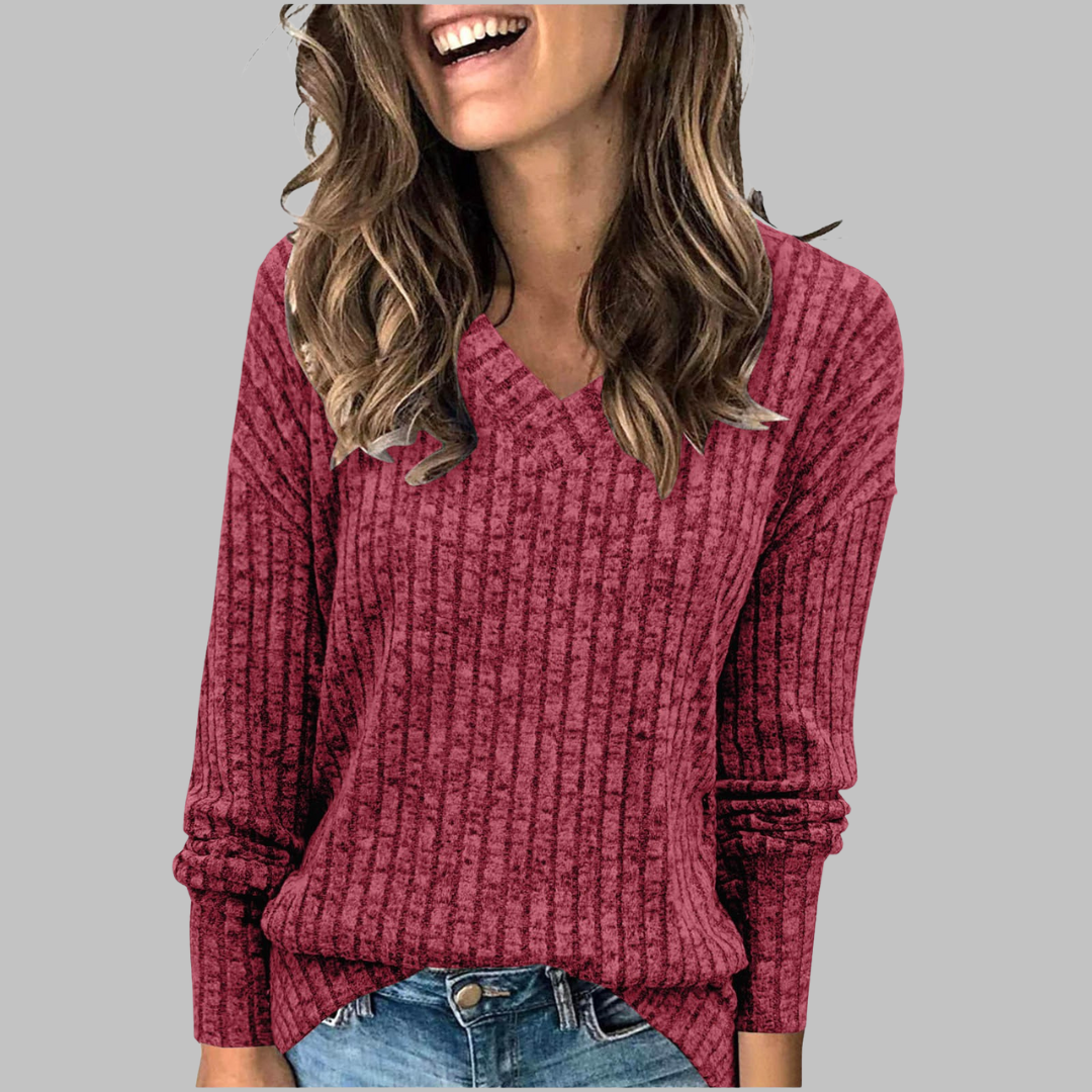 Sandra | Comfy V-Neck Long Sleeve Top
