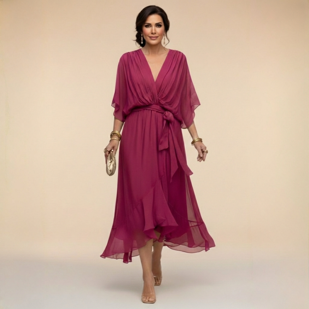 Mirabel™ | Chiffon V-Neck Maxi Dress