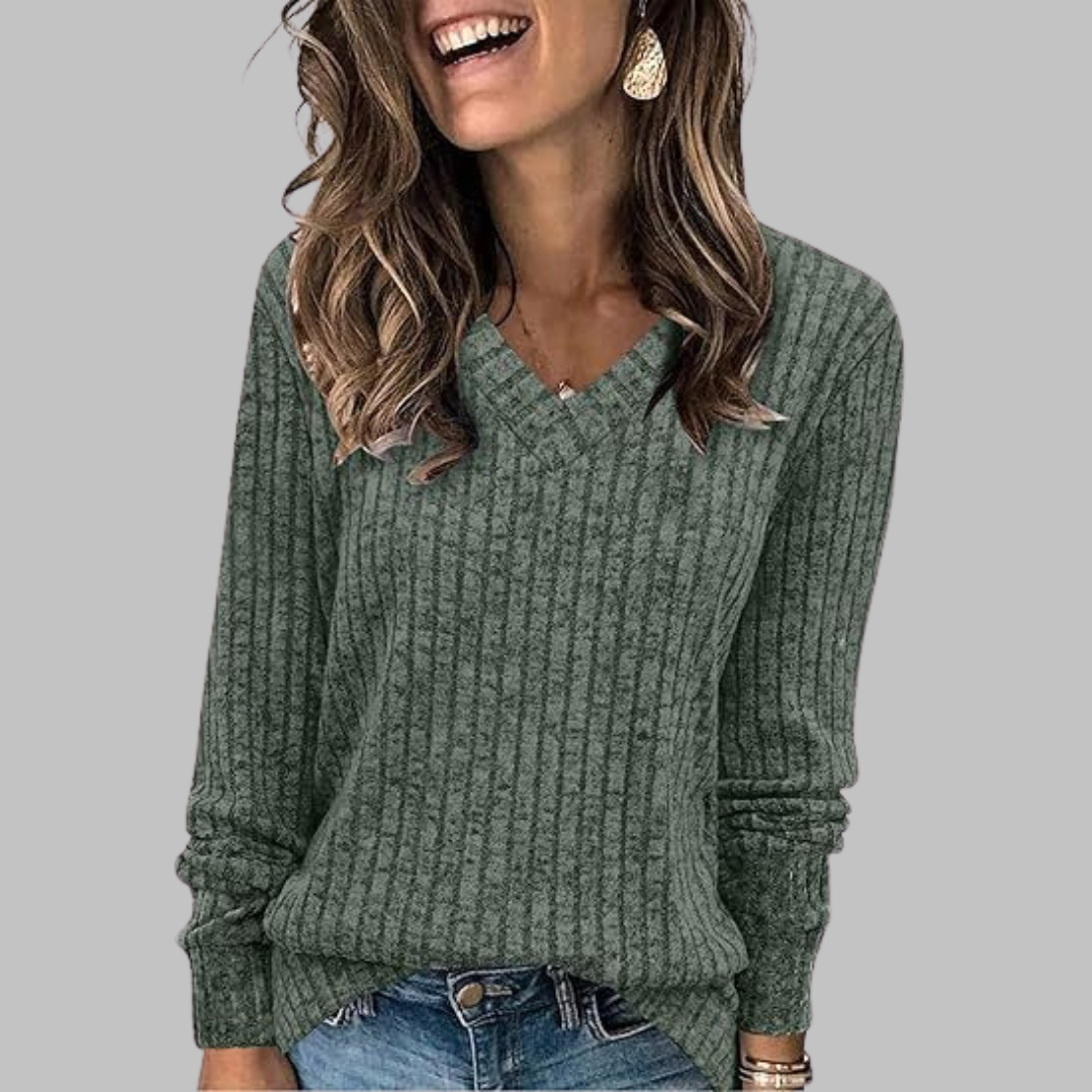 Sandra | Comfy V-Neck Long Sleeve Top
