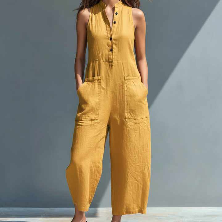 -Cecelia™ | Sleeveless Mandarin Jumpsuit-