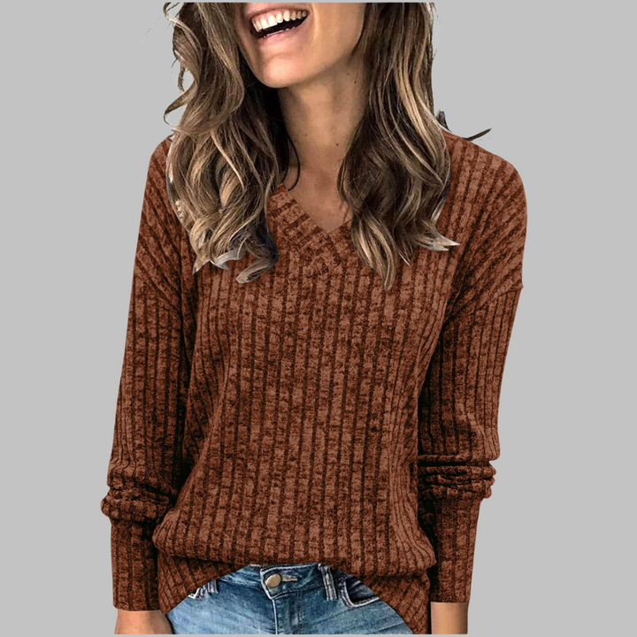 Sandra | Comfy V-Neck Long Sleeve Top