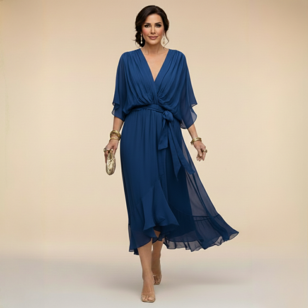 Mirabel™ | Chiffon V-Neck Maxi Dress