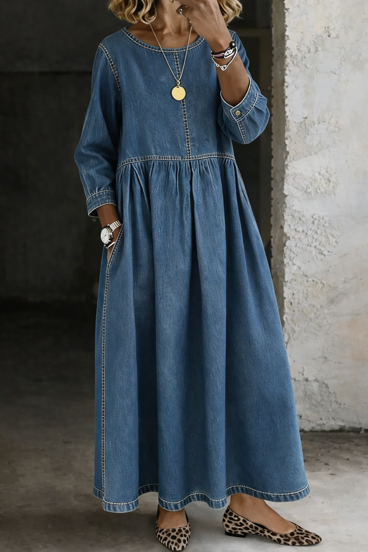 Fern™ | Round Neck Long Sleeve Dress