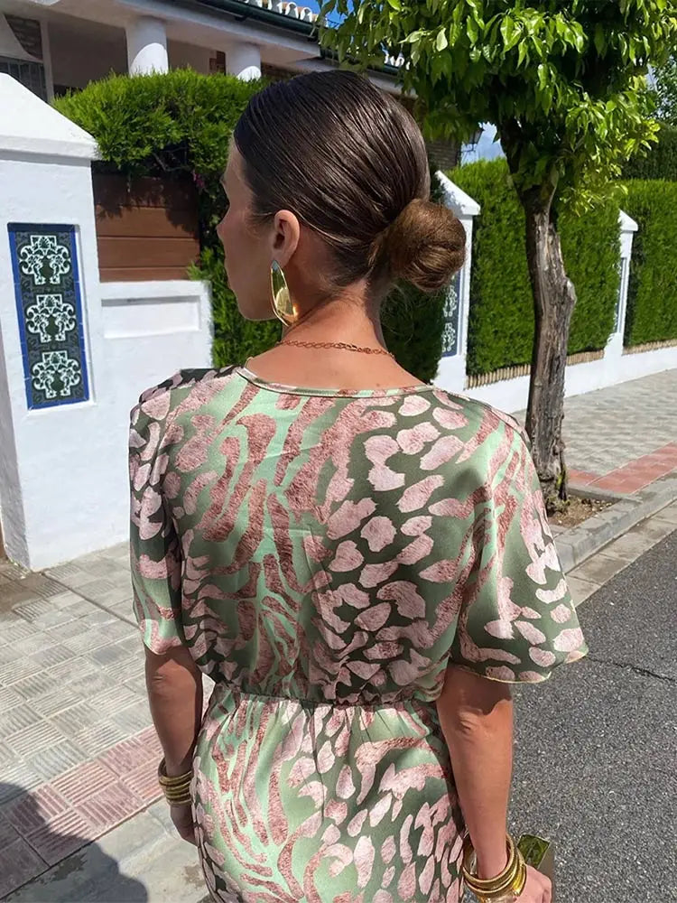 Lorraine™ | Copper Twist-Knot Midi Dress