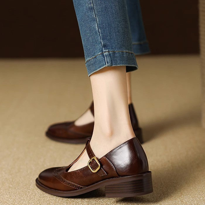 Margaux™ | T Strap Mary Jane Block Heel Shoes