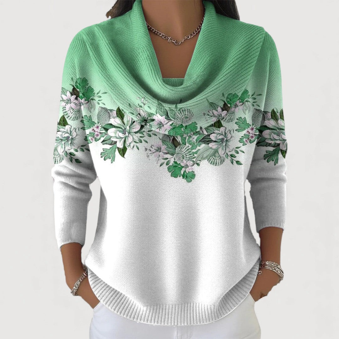 Eleanor™ | Floral Draped-Neck Sweater