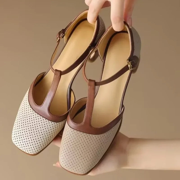 Elise™ | Vintage T Strap Mid Heel Shoes