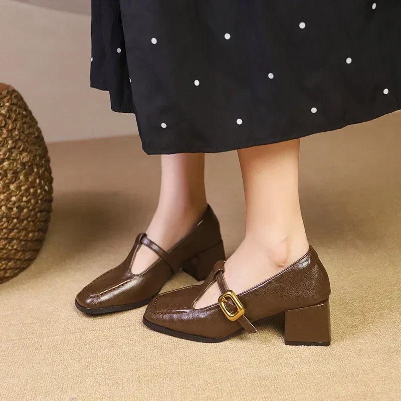 Camille™ | French Mary Jane Block Heel Shoes