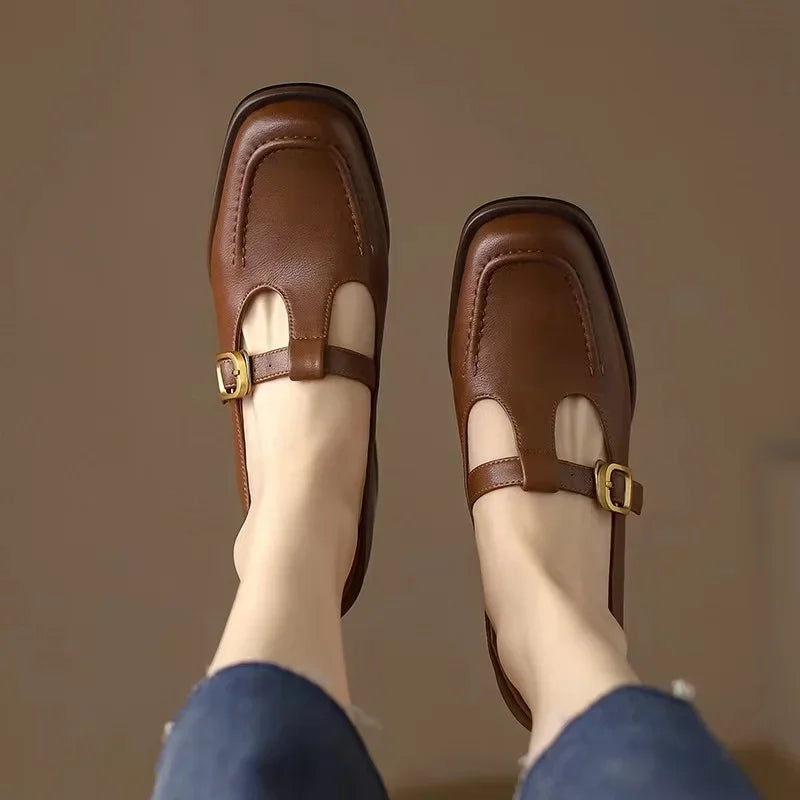 Colette™ | Square Toe T Strap Shoes