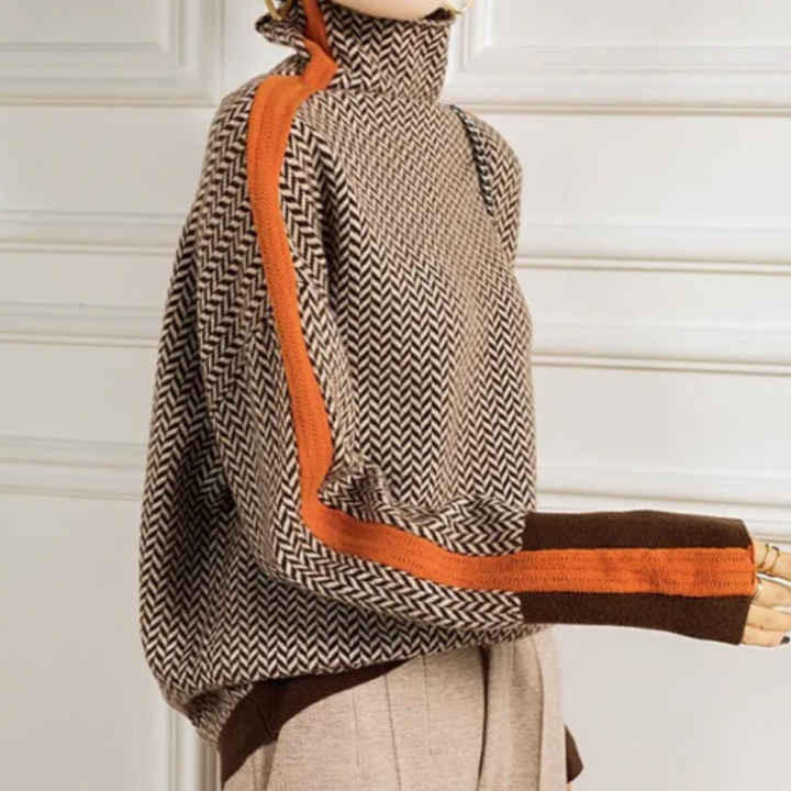 Camille™ | Luxe Herringbone Turtleneck