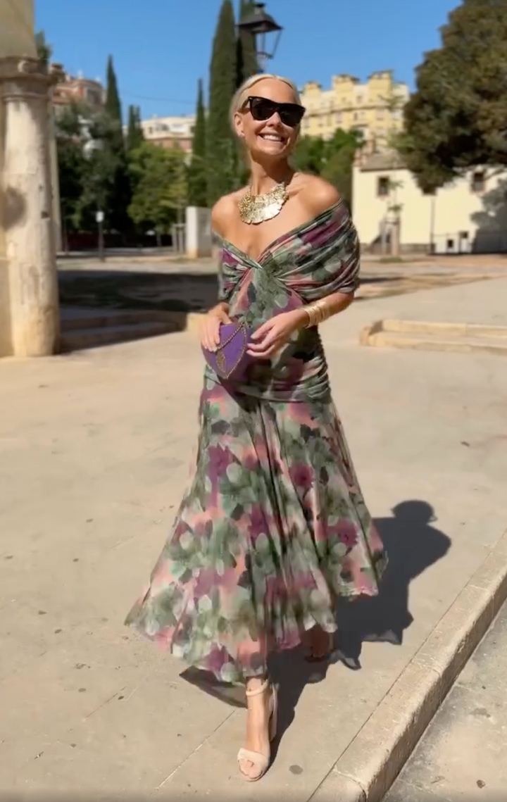 Aurora™ | Dreamy Floral Pleated Maxi Dress