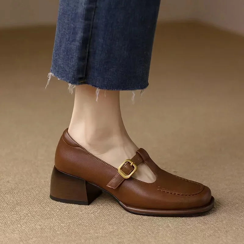 Colette™ | Square Toe T Strap Shoes