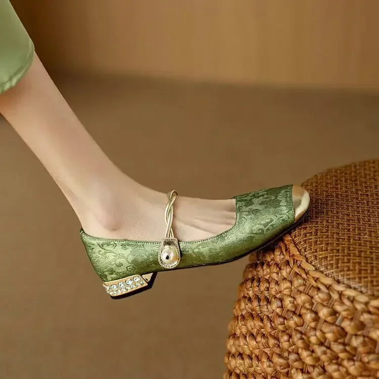 Elodie™ | Pearl Strap Mary Jane Block Heel Shoes