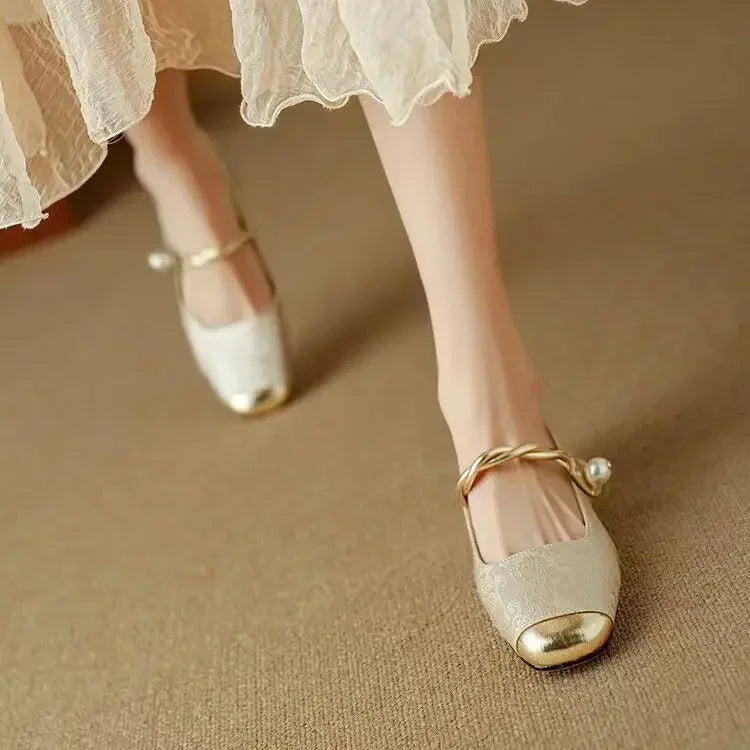 Elodie™ | Pearl Strap Mary Jane Block Heel Shoes