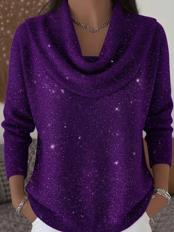 Melissa | Sparkle Cowl Neck Knit Sweater