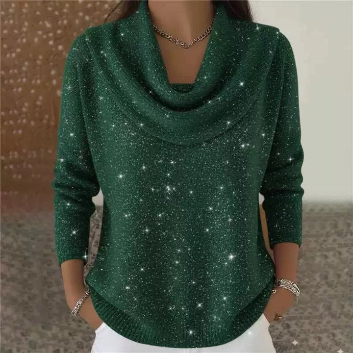 Melissa | Sparkle Cowl Neck Knit Sweater