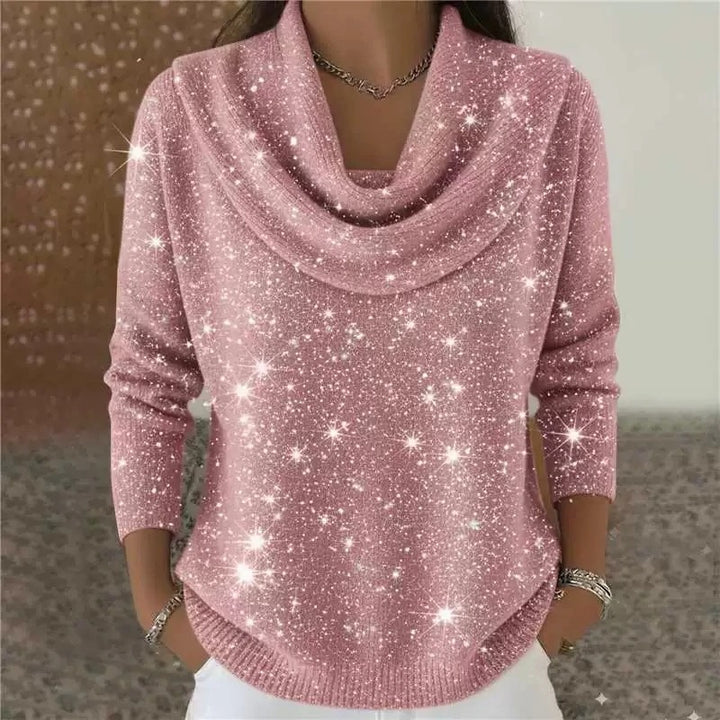 Melissa | Sparkle Cowl Neck Knit Sweater
